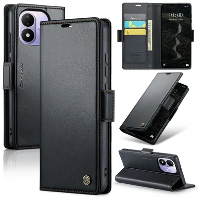 Produktbild von Lederhülle für Xiaomi Redmi Note 17 4G/5G Brieftasche Kartenfach Schutzhülle mit Standfunktion Schwarz