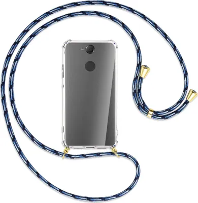 Produktbild von Handykette Backcover-Schutzhülle mit Band (Metall goldfarben) für Sony Xperia XA2 - Blautöne