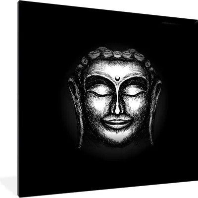 Produktbild von MuchoWow® MuchoWow® Gerahmtes Poster Buddha - Silber - Schwarz 40x40 cm - Poster mit zchwarzem Bilderrahmen - Mit Rahmen - Wanddekoration Schlafzimmer
