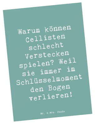 Produktbild von Mr. & Mrs. Panda Ansichtskarte Spruch Cello Schlüsselmoment - Meeresbrise - Geschenk, Orchester, Lernen, Musik, Bogen, Musikinstrument, bildkarte, Grußkarte, Klassische