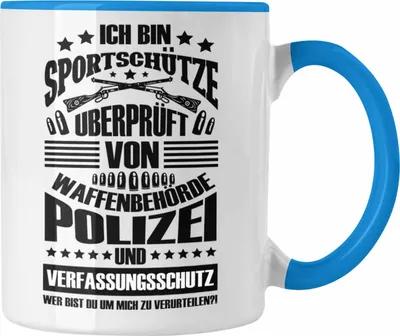 Zdjęcie produktu dla Trendation – zabawny kubek dla strzelców sportowych, prezent „Jestem strzelcem sportowym” (niebieski)