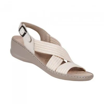 Produktbild von Aerosoft Damen Komfort Sandale Stretch Hallux Valgus Weite G-H Gr. 41 Creme Latexfußbett Bequemschuh