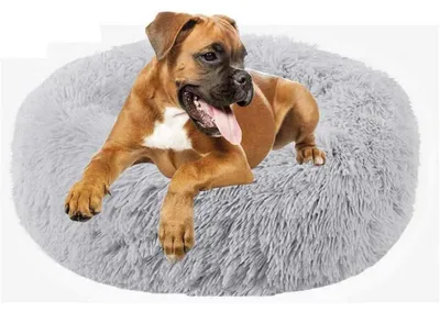 Obrázok produktu pre Postel pre domáce zvieratá Donut Cuddler, posteľ pre psov a mačky, samoohrievacia, okrúhla, priedušná, plyšová, svetlosivá, 120 cm