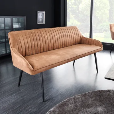 Produktbild von riess-ambiente Design Sitzbank TURIN 160cm braun schwarz Metallbeine mit Armlehne Polsterbank Bank