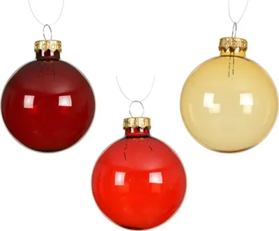 Produktbild von Weihnachtskugeln Glas 6cm 15 Stück - Rot / Gold transparent Mix