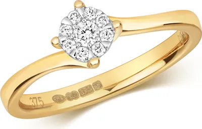 Produktbild von Funkelndes Feuer 9 Karat (375) Gold Damen - Diamant Solitärring Brillant-Schliff 0.13 Karat G - I1 I2, 54 (17.2); TRS317109KYRSN