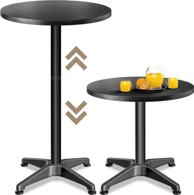 Productafbeelding van Ronde Hoogte Verstelbare Tafel 2-in-1 voor Binnen en Buiten 70cm - 115cm
