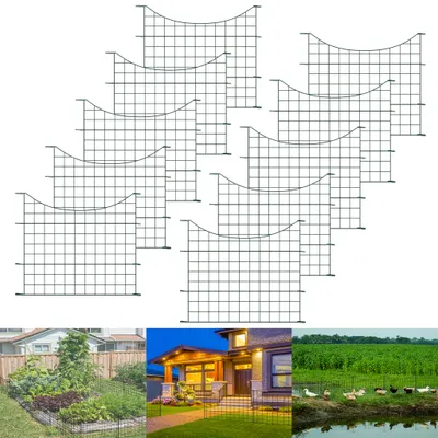 Obrázek produktu pro LARS360 Plot u jezírka Plot z pletiva pro psy Zahradní plot 10 plotových prvků a 12 upevňovacích tyčí Plot pro psy Mřížový plot Plot k zapojení do zásuvky