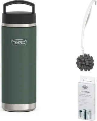 Image de THERMOS ICON BEVERAGE BOTTLE 0,71 l Trinkflasche forest mat – Vorteilsset mit Reinigungsbürste CLEAN FIX 30 cm + CLEAN TABS (20 Stück) | HAN 4122353071 | EAN 4002458533556