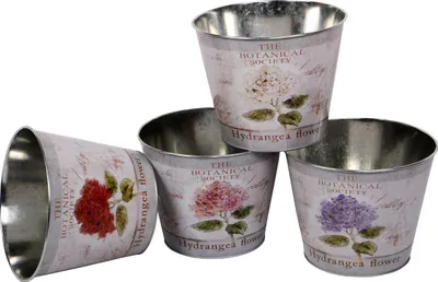 Produktbild von UNUS® Blumentopf Zink 4er Set  Übertopf Pflanztopf Pflanzkübel Hortensie 21cm
