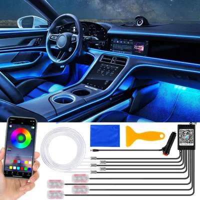 Obrázek produktu pro LED páskové osvětlení do auta, 6,5 metru, RGB, vodotěsné, ovládané aplikací, hudební osvětlení interiéru, 12V