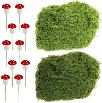Image de Gazon synthétique naturel - Gazon décoratif - Lot de 100 g de vert clair et 100 g de vert foncé