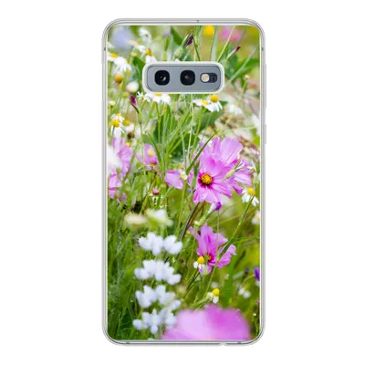 Produktbild von MuchoWow® Handyhülle Schutzhülle Hülle für Samsung Galaxy S10e Blumen - Natur - Grün - Gras - Lila - Weiß Silikon Softcase Handy Hülle - Handy