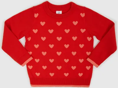 Produktbild von GAP Baby Strickpullover mit Herzmuster, langen Ärmeln und gerippten Patches