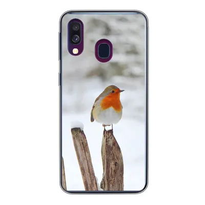 Produktbild von MuchoWow® Handyhülle Schutzhülle Hülle für Samsung Galaxy A40 Vogel - Zaun - Schnee Silikon Softcase Handy Hülle - Handy-Tasche