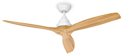 Produktbild von Klarstein Santa Elena Deckenventilator – Leise, 6 Stufen, Fernbedienung, Timer, 3 Holzflügel, Sommer & Wintermodus, für 25m² Räume, Stangenmontage