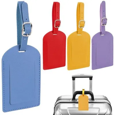 Produktbild von Lederetiketten-Set - Farbenfrohe Etiketten - Adressetiketten für Reisegepäck - Für Koffer, Tasche, Handtasche - 4er-Pack