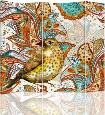 Produktbild von Paravent - Raumteiler Ornamental Leaves - Dekorativer Raumtrennercm. 180x170 (5 x)