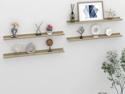 Immagine prodotto di Maison Exclusive - Mensole da parete, 4 pezzi, bianco e rovere Sonoma, 80x9x3 cm