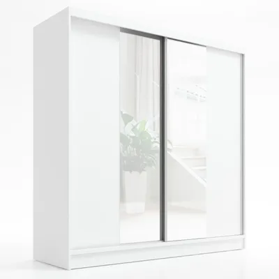 Produktbild von Schwebetürenschrank, 2-türig Schrank mit Spiegel SOLO 200 (Weiß)