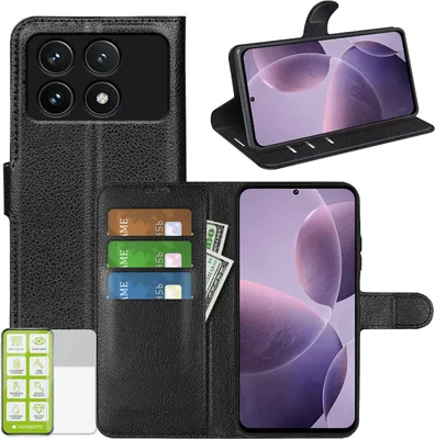 Obrázek produktu pro Pro mobilní telefon Xiaomi 14T Pro Pouzdro černé Pouzdro z umělé kůže + H9 Tvrzené sklo