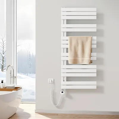 Produktbild von Heilmetz 140x40cm WLAN Elektrischer Handtuchtrockner Weiß, 600W Badheizkörper Flachrohr, Smart Heizkörper mit App & Timer ohne Heizstab