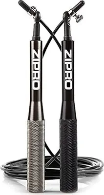 Immagine prodotto di Zipro Profi Speed Rope Corda per saltare con maniglie in alluminio – Cuscinetti a sfera ad alta velocità per CrossFit, boxe Double Unders Corda in acciaio regolabile Ergonomica