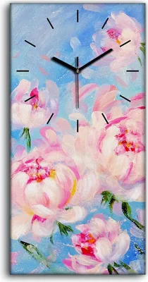 Produktbild von Leinwand Uhr Küche Wohnzimmer Bild Geräuschlos 30x60 Ölgemälde Blumen blumig - schwarze Hände