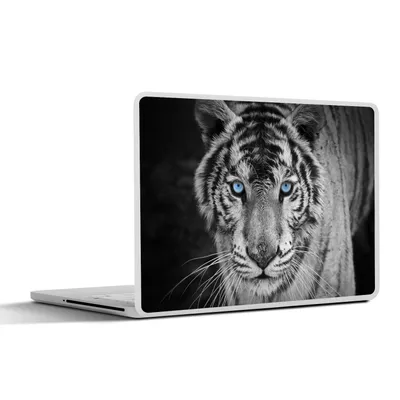 Produktbild von MuchoWow® Laptop Aufkleber Sticker Cover Tiere - Tiger - Schwarz und weiß - Augen - Blau 30x22 cm - Laptop-Sticker