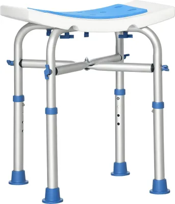 Image de HOMCOM Tabouret de douche chaise de douche siège de douche pour personnes âgées et handicapées - assise rembourré et réglable, patins à ventouses antidérapants, en aluminium charge max. 150 kg bleu