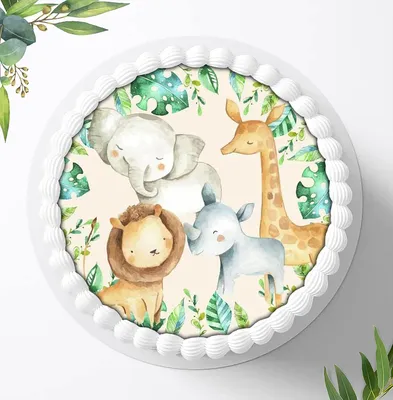 Produktbild von Für die Geburtstags Torte ein Tortenaufleger, Zuckerbild mit dem Motiv: Safari, Essbares Foto für Torten, Fondant, Ø 20cm, 0808z