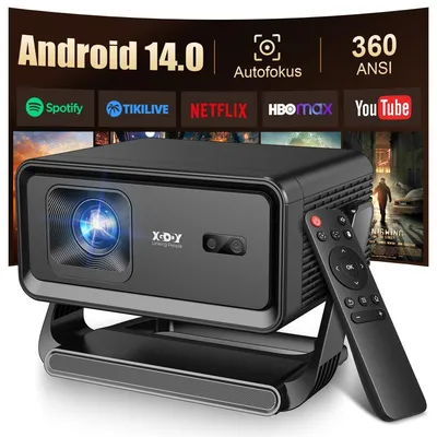 Produktbild von Beamer Heimkino Projektor 4K 8K Smart Android 14 WiFi Bluetooth Tragbar Kurzdistanzprojektor Autofokus 1280x720 mit Fernbedienung und Steuerungs-App HDMI