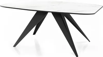 Obrázek produktu pro Rozkládací jídelní stůl v loftovém stylu - Industriální stůl v bílém mramorovém vzhledu s černými kovovými nohami - Moderní design do obývacího pokoje - 180 cm Rozkládací na 220 cm - Mramor bílý