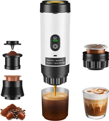 Produktbild von Kaffeemaschine - Tragbare Kapsel Espressomaschine - Intelligentes Digitaldisplay - Für Outdoor Camping - 220V EU Stecker - Farbe A