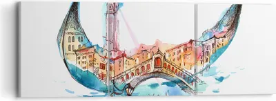 Produktbild von Bild auf Leinwand - Leinwandbild - Gondel Gondoliere illustration Kultur - 90x30cm - Wand Bild - Wanddeko - Leinwanddruck - Bilder - Kunstdruck - Leinwand bilder - Wandkunst - CA90x30-3039