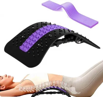 Produktbild von Rückentrainer-Gerät – Massagegerät für den Rücken – Linderung von Rückenschmerzen – Verstellbare Höhe – 38 x 25 x 4 cm – Schwarz