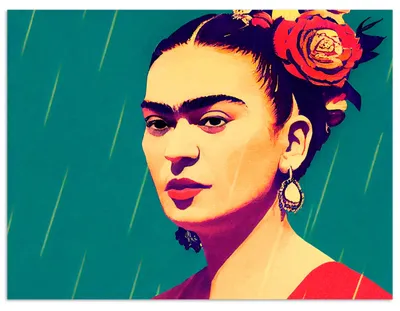 Produktbild von MuchoWow® Poster – Porträt – Frida Kahlo – Frau – Vintage – Rot – 120x90