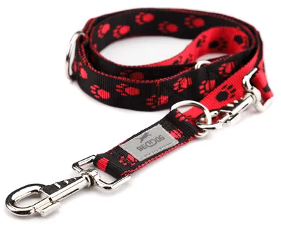 Produktbild von BedDog Hundeleine WILLY verstellbar in 3 Längen Führleine, Laufleine,2m/25mm,rot/schwarz