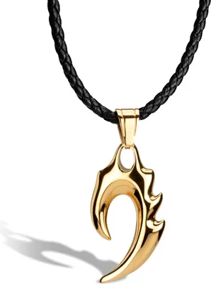 Produktbild von SERASAR | Lederhalskette für Herren [Flame] mit Gold Stainless Steel | Farbe: Gold | Länge: 50cm