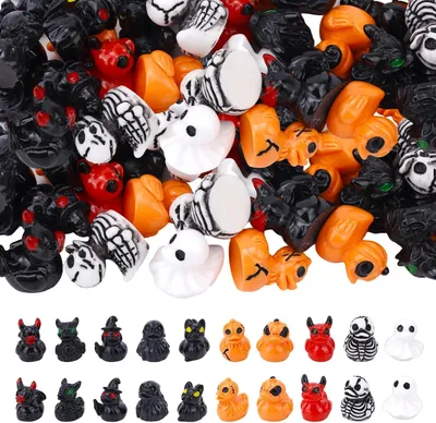 Productafbeelding van 60st Halloween mini-Eendjes van hars - Miniatuur eendjes van hars