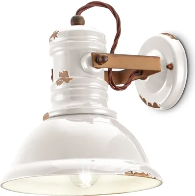 Produktbild von Spot Strahler Keramik Metall E27 verstellbar Weiß Shabby Antik Rostbraun Vintage Design Keramiklampe