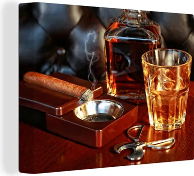 Produktbild von MuchoWow® - Leinwandbilder - Whiskey - Flasche - Karaffe, Wandbild, Wanddeko Bilder Wohnzimmer, 40x30 cm