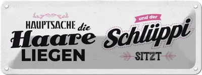 Produktbild von vianmo Blechschild 10x27 cm Hauptsache Haare liegen Schlüppi Spruch Zitat