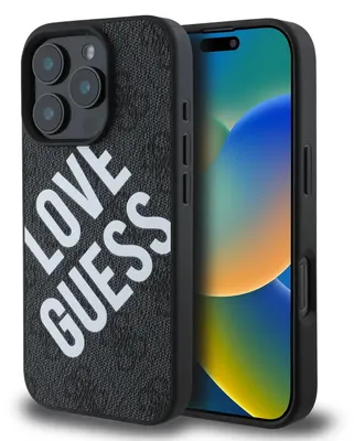 Obrázok produktu pre GuessPolyuretánkožené púzdro 4G Big Love Logo MagSafe pre iPhone 16 Pro čierne (GUHMP16LP4PLGWK)
