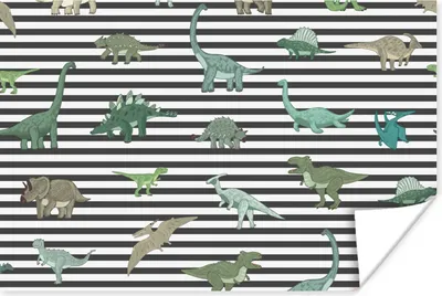 Produktbild von MuchoWow® Poster Kinderzimmer - Dinosaurier - Schwarz - Jungen - Mädchen - Kinder 120x80 cm - Bilder