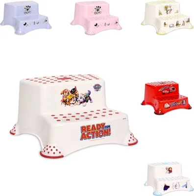 Produktbild von Lorelli Kinder Badhocker, zweistufig, Tritthocker, Gummi-Noppen, rutschfest wei rot