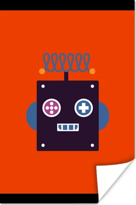 Produktbild von MuchoWow® Poster Roboter - Rot - Gesicht - Formen - Jungen - Kinder 120x160 cm - Wandbilder