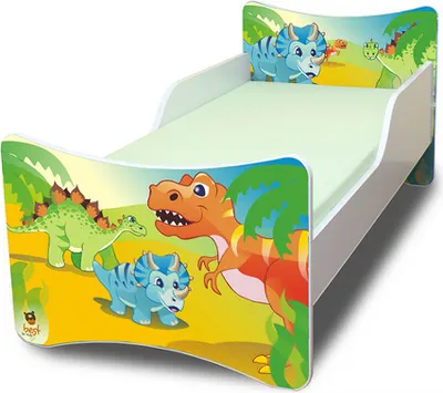 Produktbild von Best for Kids Kinderbett 90x180 cm ohne Matratze mit Rausfallschutz Dinosaurier