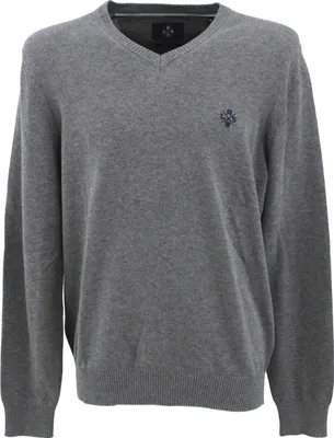 Produktbild von 33207 Lerros, ,  Herren Pullover Pulli V-Neck, feiner Glattstrick, mittelgrau, M