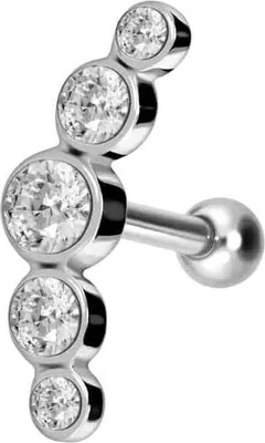 Produktbild von Ohrpiercing Chirurgenstahl Ohrpiercing 5 KRISTALLE Silber Designgröße: 5 x 14,5mm